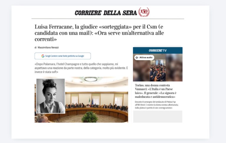 Elezioni CSM 2026, Ferracane: “Ora serve un’alternativa alle correnti”