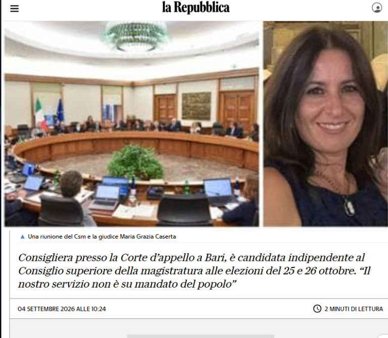 Caserta: “Corro da sorteggiata per un Csm senza appartenenze siamo magistrati, non politici”