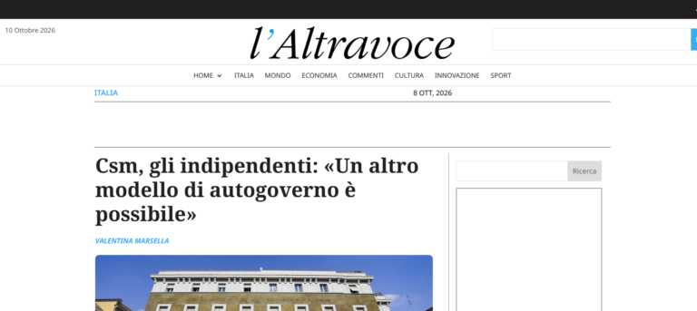 Csm, gli indipendenti: «Un altro modello di autogoverno è possibile»